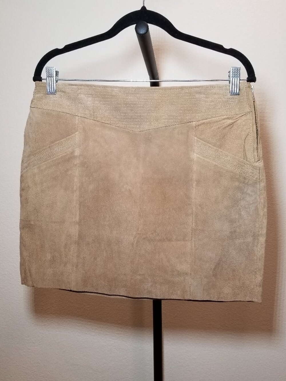 Dictionary Suede Leather Medium Mini Skirt Brown 90s Indie Boho Festival Y2K Hip